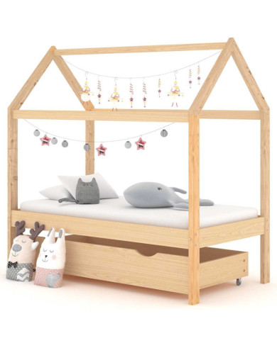 Cadre de lit d'enfant avec tiroir Bois de pin massif 70x140 cm | Mobilier & Déco