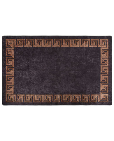 Tapis lavable antidérapant 80x150 cm Noir et doré | Mobilier & Déco