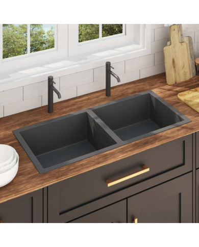 Évier de cuisine fait main Noir Acier inoxydable | Mobilier & Déco