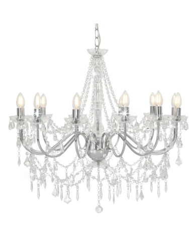 Lustre avec perles Argenté 12 ampoules E14 | Mobilier & Déco