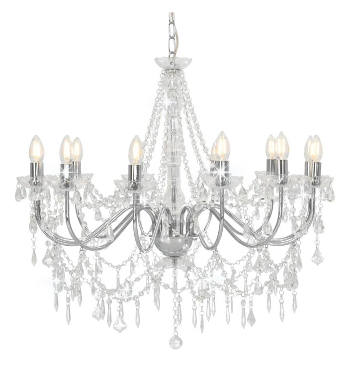 Lustre avec perles Argenté 12 ampoules E14 | Mobilier & Déco