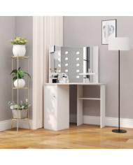 Coiffeuse d'angle table de maquillage lumière LED Blanc clair | Mobilier & Déco