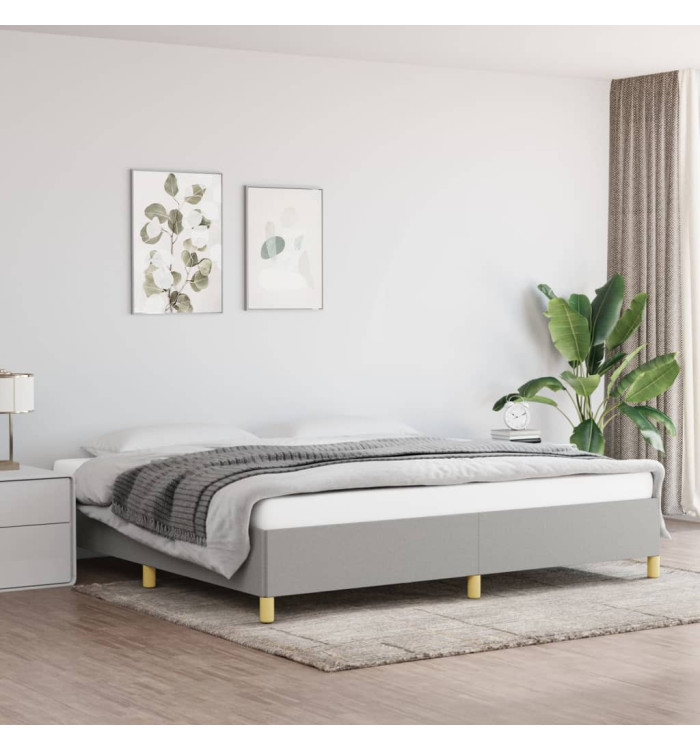 Cadre de lit sans matelas gris clair 200x200 cm tissu | Mobilier & Déco