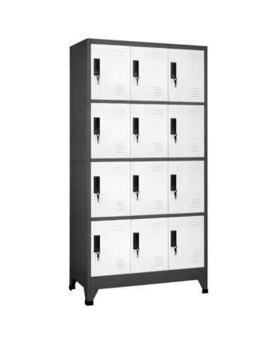 Armoire à casiers Anthracite et blanc 90x45x180 cm Acier | Mobilier & Déco