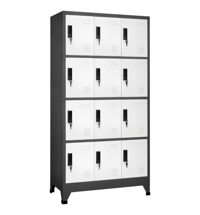 Armoire à casiers Anthracite et blanc 90x45x180 cm Acier | Mobilier & Déco