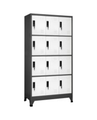 Armoire à casiers Anthracite et blanc 90x45x180 cm Acier | Mobilier & Déco