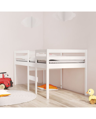 Lit haut sans matelas blanc 75x190 cm bois de pin massif | Mobilier & Déco