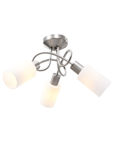 Plafonnier avec abat-jour en verre 3 ampoules E14 Blanc Cône | Mobilier & Déco