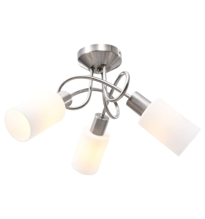 Plafonnier avec abat-jour en verre 3 ampoules E14 Blanc Cône | Mobilier & Déco