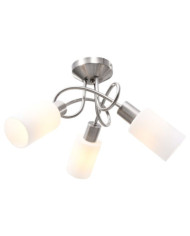 Plafonnier avec abat-jour en verre 3 ampoules E14 Blanc Cône | Mobilier & Déco
