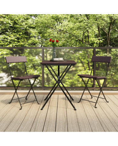 Chaises de bistrot pliantes lot de 2 Résine tressée et acier | Mobilier & Déco