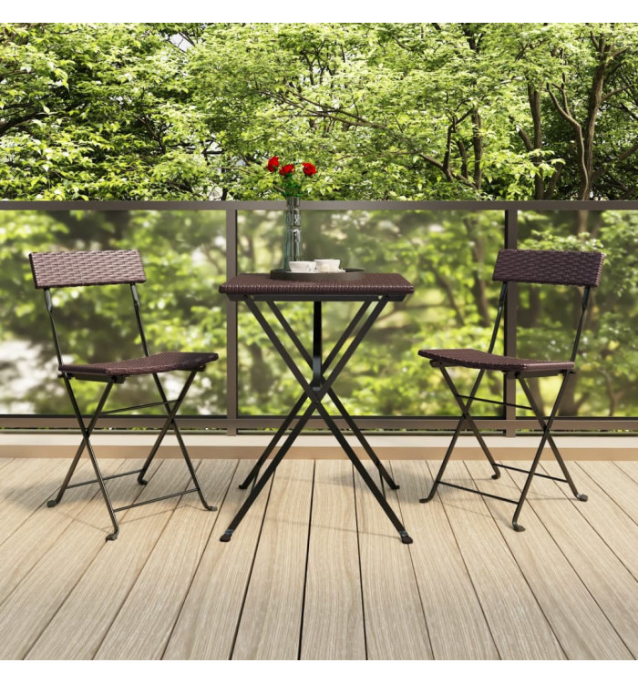 Chaises de bistrot pliantes lot de 2 Résine tressée et acier | Mobilier & Déco