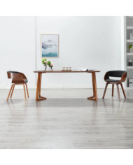 Chaise à manger gris bois courbé et tissu | Mobilier & Déco