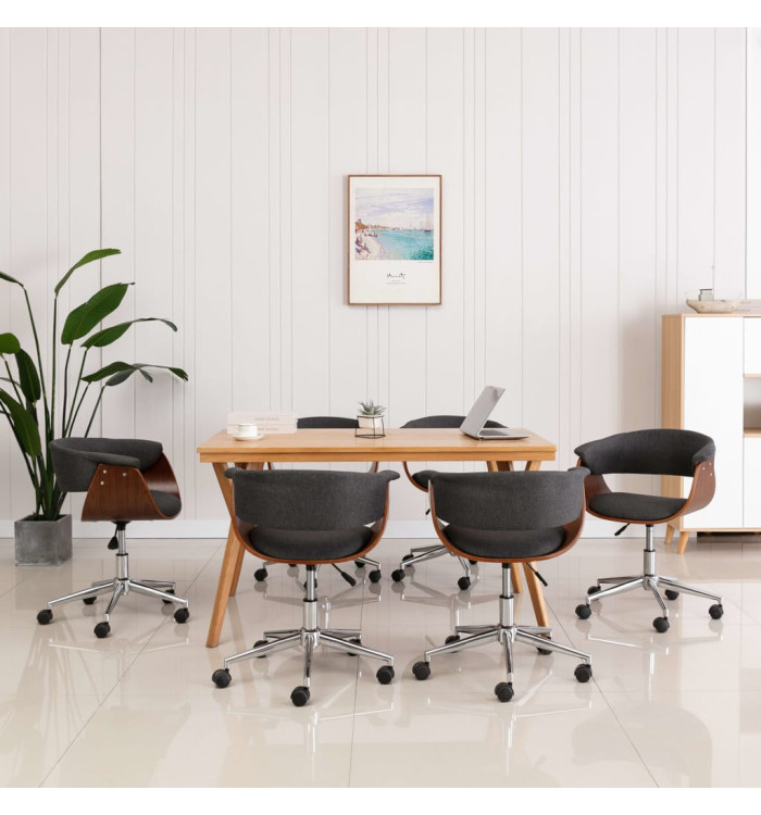 Chaises pivotantes à manger lot de 6 gris tissu | Mobilier & Déco