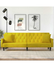 Canapé-lit avec accoudoirs jaune velours | Mobilier & Déco
