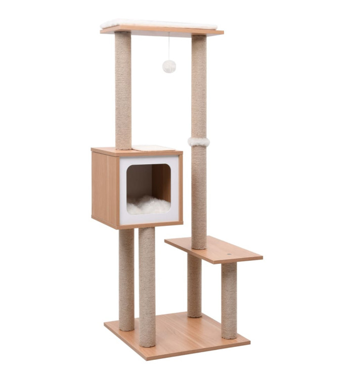 Arbre à chat avec tapis à gratter en sisal 129 cm | Mobilier & Déco