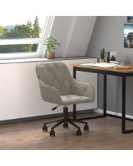 Chaise pivotante de bureau Gris clair Velours | Mobilier & Déco
