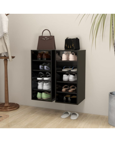 Armoires à chaussures 2 pcs Noir 31,5x35x70cm Bois d'ingénierie | Mobilier & Déco