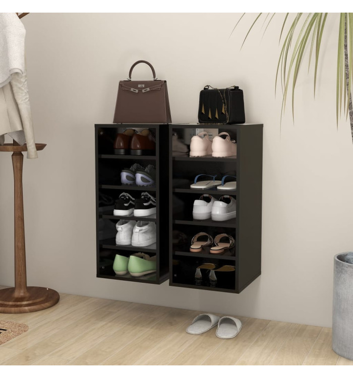 Armoires à chaussures 2 pcs Noir 31,5x35x70cm Bois d'ingénierie | Mobilier & Déco