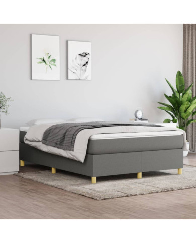 Cadre de lit sans matelas gris foncé 140x190 cm tissu | Mobilier & Déco