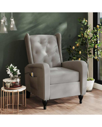 Fauteuil de massage inclinable gris clair velours | Mobilier & Déco