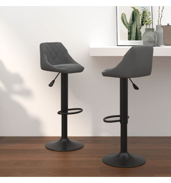 Tabourets de bar lot de 2 gris foncé velours | Mobilier & Déco