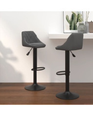 Tabourets de bar lot de 2 gris foncé velours | Mobilier & Déco