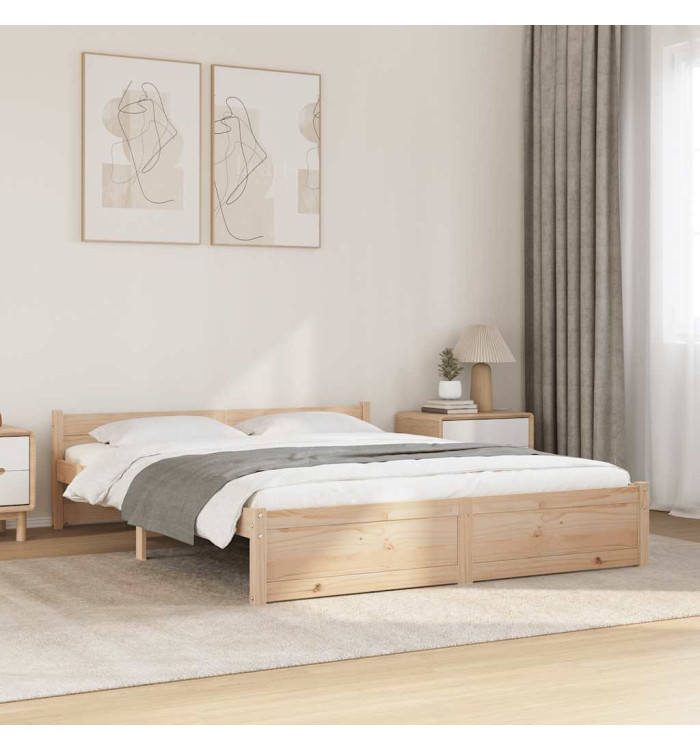 Cadre de lit sans matelas bois massif 140x190 cm | Mobilier & Déco