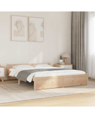 Cadre de lit sans matelas bois massif 140x190 cm | Mobilier & Déco