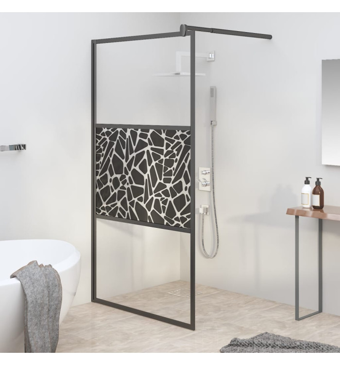 Paroi de douche 100x195 cm Verre ESG avec design de pierre Noir | Mobilier & Déco
