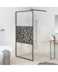 Paroi de douche 100x195 cm Verre ESG avec design de pierre Noir | Mobilier & Déco