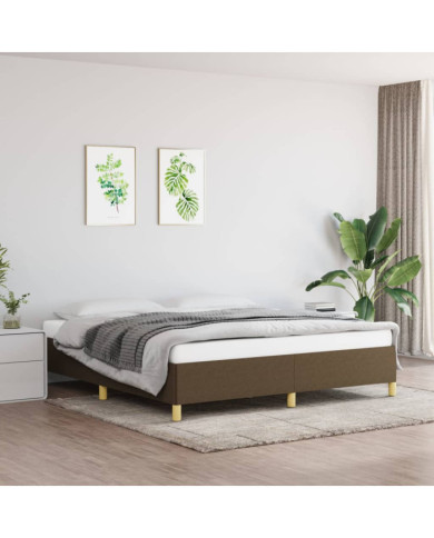 Cadre de lit sans matelas marron foncé 180x200 cm tissu | Mobilier & Déco