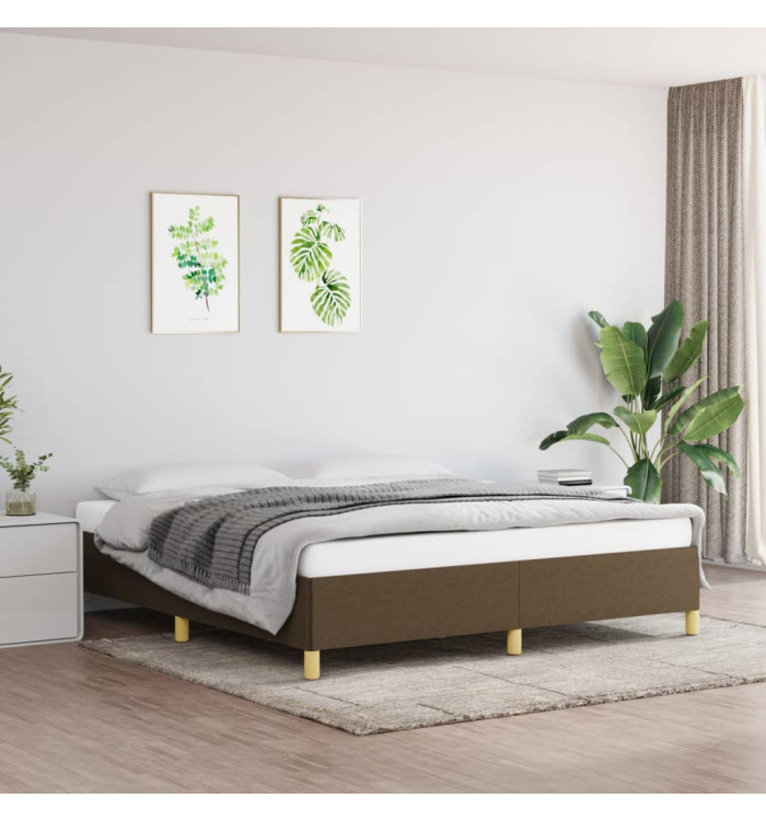 Cadre de lit sans matelas marron foncé 180x200 cm tissu | Mobilier & Déco