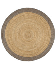 Tapis fait à la main Jute avec bord gris 210 cm | Mobilier & Déco