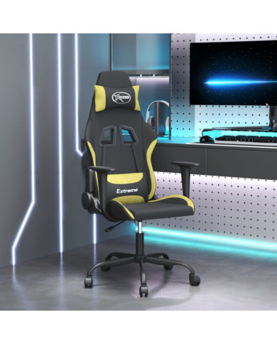 Chaise de jeu de massage Noir et vert clair Tissu | Mobilier & Déco
