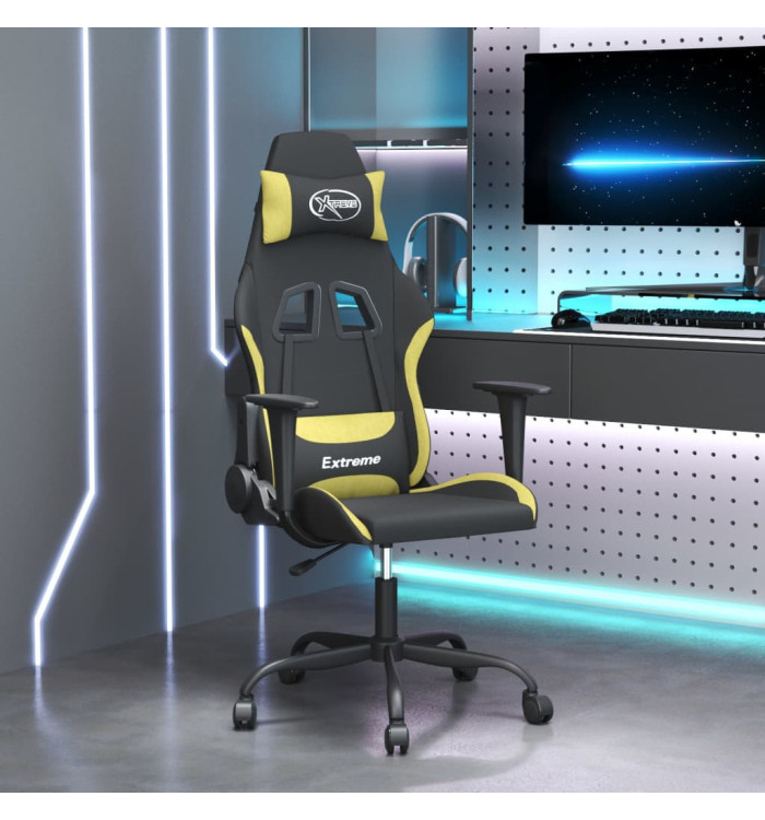Chaise de jeu de massage Noir et vert clair Tissu | Mobilier & Déco