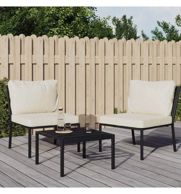 Chaises de jardin et coussins sable lot de 2 60x74x79 cm acier | Mobilier & Déco