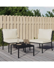 Chaises de jardin et coussins sable lot de 2 60x74x79 cm acier | Mobilier & Déco