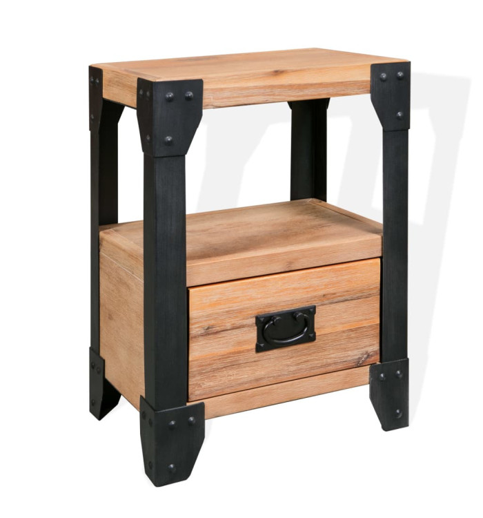 Table de chevet Bois d'acacia Acier 40 x 30 x 54 cm | Mobilier & Déco