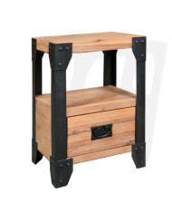 Table de chevet Bois d'acacia Acier 40 x 30 x 54 cm | Mobilier & Déco