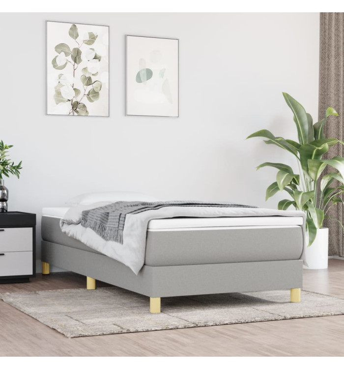 Cadre de lit sans matelas gris clair 90x200 cm tissu | Mobilier & Déco