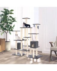 Arbre à chat avec griffoirs en sisal Gris foncé 145 cm | Mobilier & Déco