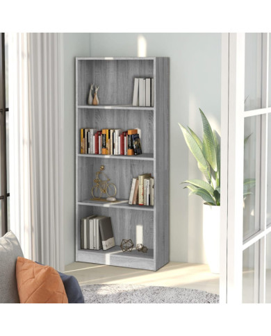 Bibliothèque 4 niveaux Sonoma gris 60x24x142 cm | Mobilier & Déco