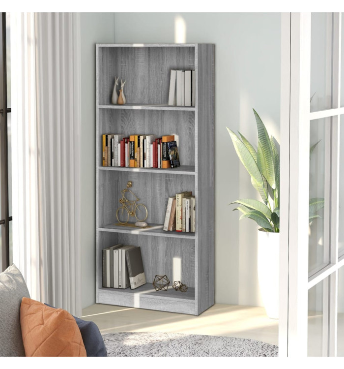 Bibliothèque 4 niveaux Sonoma gris 60x24x142 cm | Mobilier & Déco