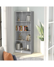 Bibliothèque 4 niveaux Sonoma gris 60x24x142 cm | Mobilier & Déco