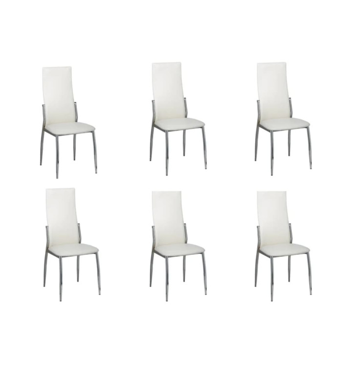 Chaises à manger lot de 6 blanc similicuir | Mobilier & Déco