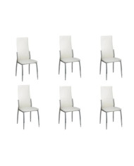 Chaises à manger lot de 6 blanc similicuir | Mobilier & Déco