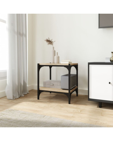 Meuble TV Chêne sonoma 40x33x41 cm Bois d'ingénierie et acier | Mobilier & Déco