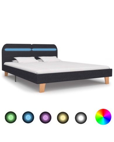 Cadre de lit avec LED sans matelas gris foncé tissu 180x200 cm | Mobilier & Déco