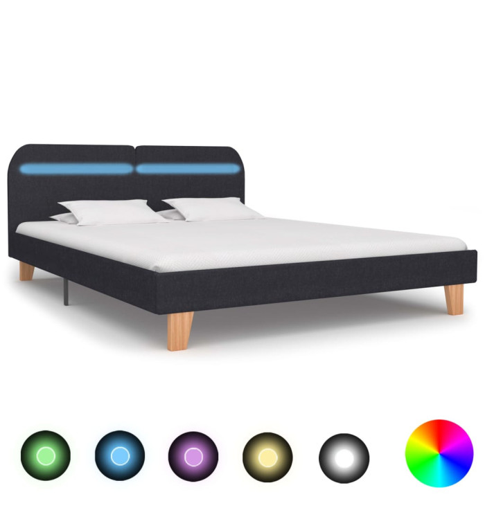 Cadre de lit avec LED sans matelas gris foncé tissu 180x200 cm | Mobilier & Déco